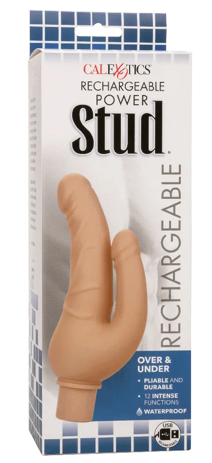 Male Sex Toys CalExotics Rechargeable Power Stud Over and Under Ivory
