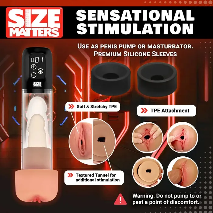 Male Sex Toys New Combo Penis Pump and Stroker Sleeve Sucking Penis Pump with Attachments Size Matters