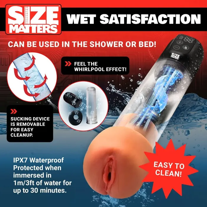 Male Sex Toys New Combo Penis Pump and Stroker Sleeve Sucking Penis Pump with Attachments Size Matters