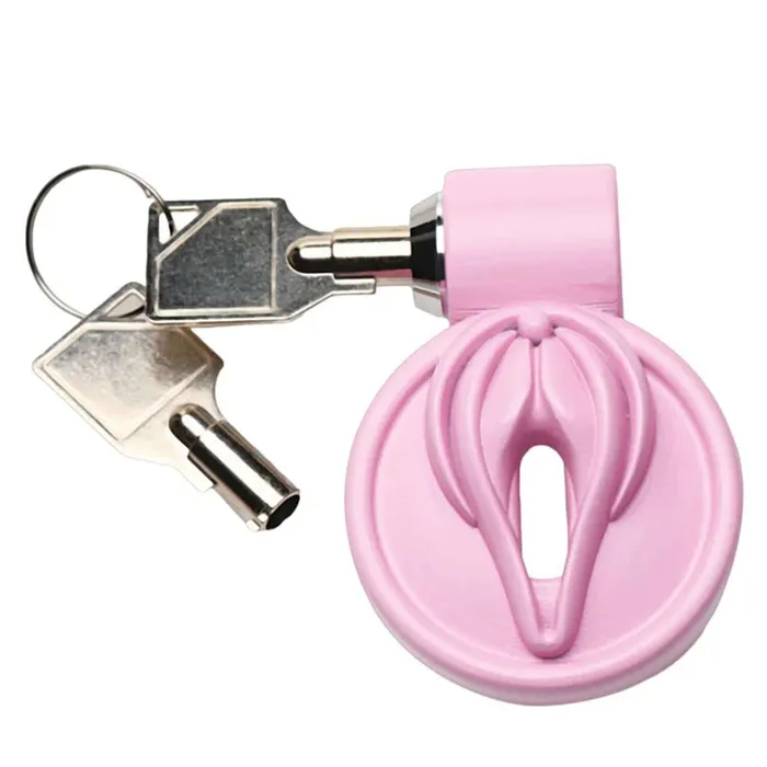 Male Sex Toys XR Brands Master Series Pussification Vulva Chastity Cage Pink Male Sex Toys XR Brands Master Series Pussification Vulva Chastity Cage Pink
