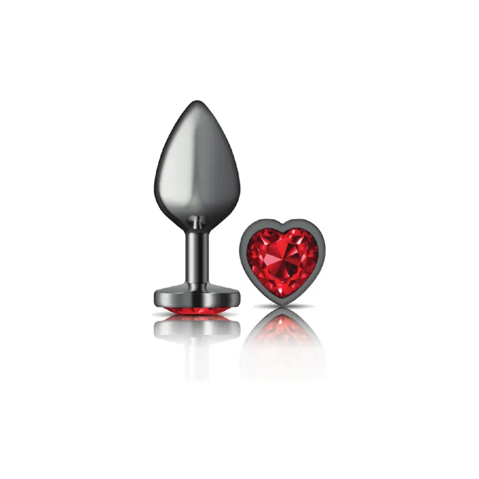 Viben Anal Cheeky CharmsGunmetal Metal Butt Plug HeartDark RedMedium