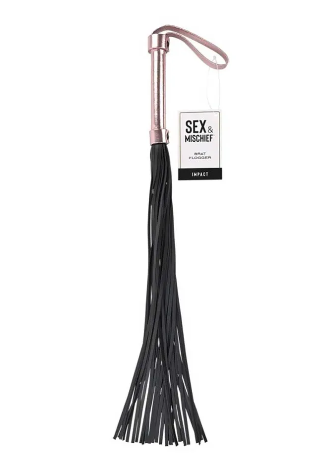 Vibrators Sportsheets Brat Flogger Black Rose Gold