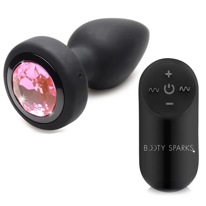 XR Brands 28X Vibrating Silicone Pink Gem Anal Plug Small Male Sex Toys