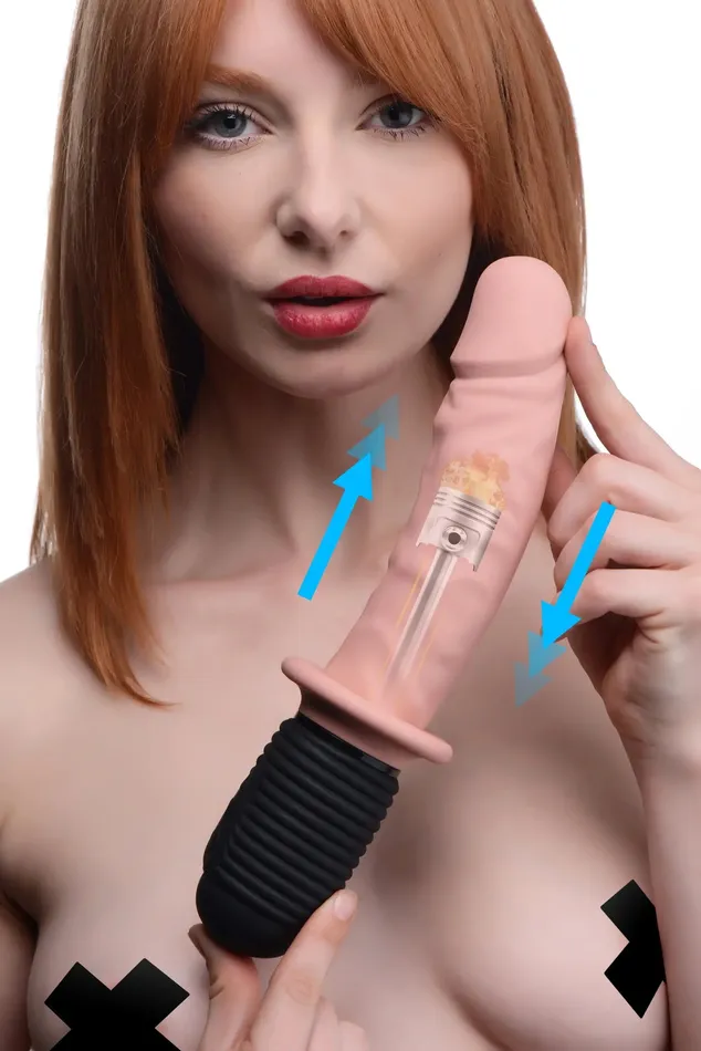 XR Brands Female Sex Toys Power Pounder Vibrating and Thrusting Silicone Dildo