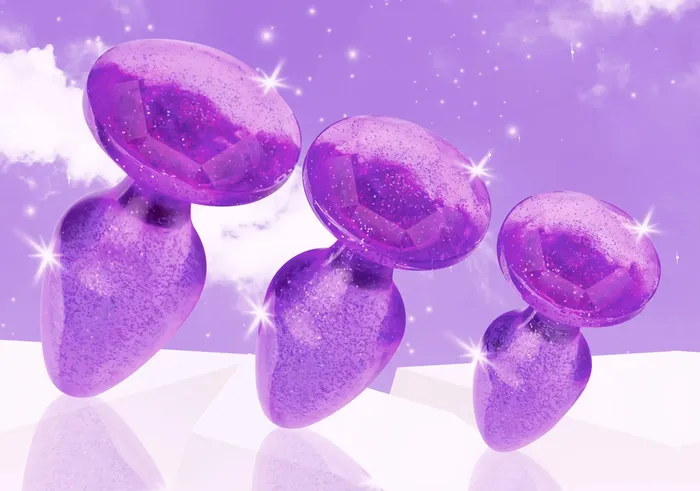 XR Brands Glitter Gem Anal Plug Set Purple Anal