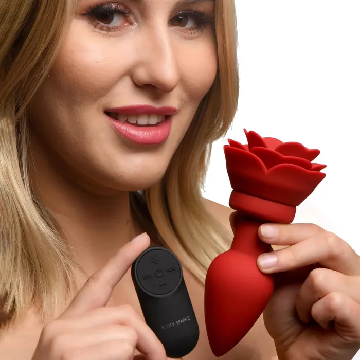 XR Brands Male Sex Toys 28X Silicone Vibrating Rose Anal Plug with Remote Large XR Brands Male Sex Toys 28X Silicone Vibrating Rose Anal Plug with Remote Large