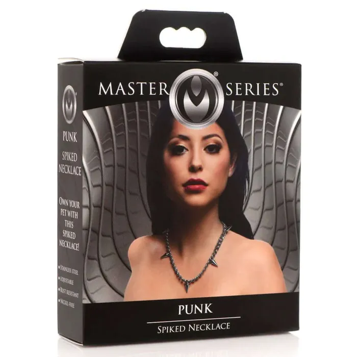 XR Brands Master Series Anal Punk Spiked Necklace Silver