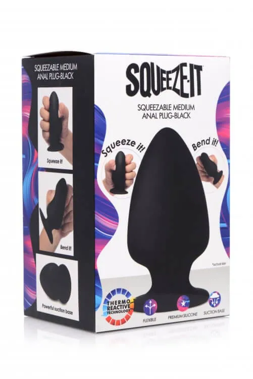 XR Brands Squeeze It Squeezable Silicone Anal Plug Medium Male Sex Toys