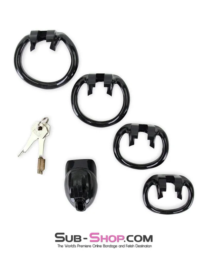 0643MSIS Defiant Mini Black Locking Prissy Sissy Chastity Cock Cage Moonwell Male Sex Toys