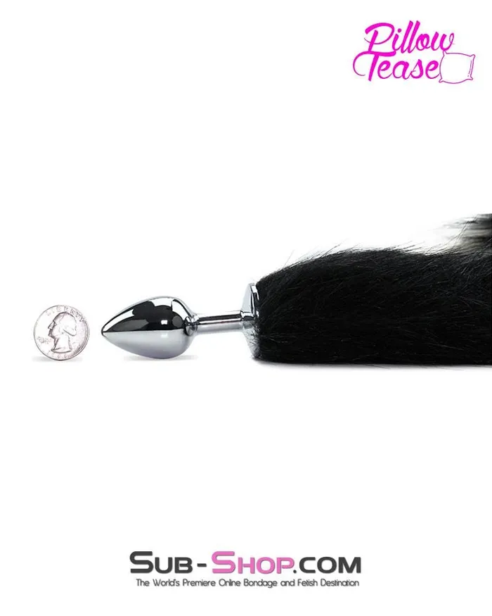 2699MQ Lil Kitty Mini Steel Butt Plug with Black and White Tail LAST CHANCE Final Closeout Idea Anal