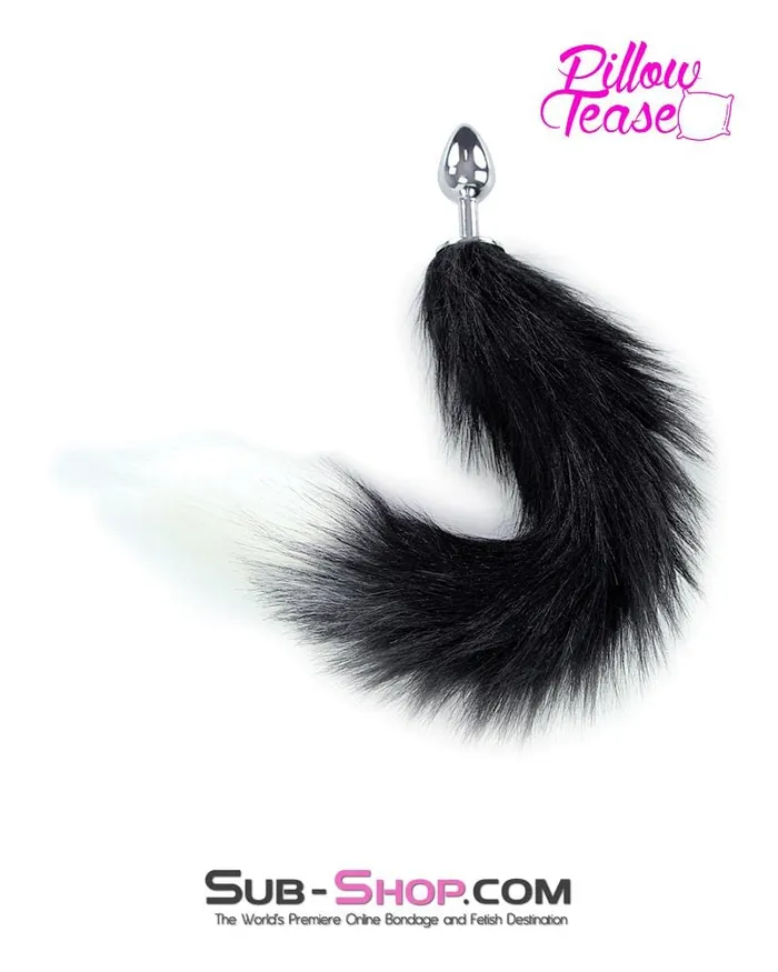 2699MQ Lil Kitty Mini Steel Butt Plug with Black and White Tail LAST CHANCE Final Closeout Idea Anal