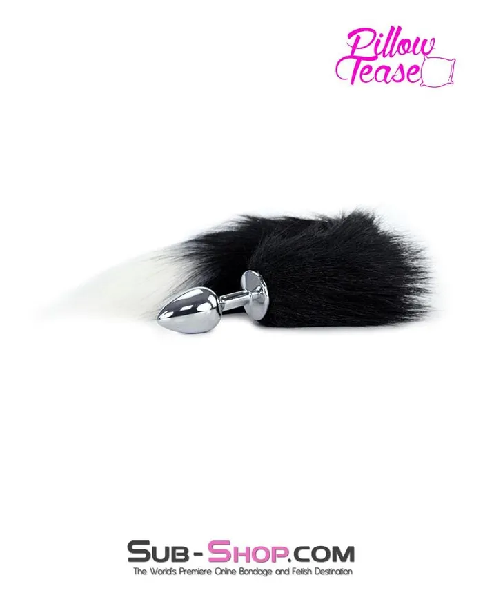 2699MQ Lil Kitty Mini Steel Butt Plug with Black and White Tail LAST CHANCE Final Closeout Idea Anal