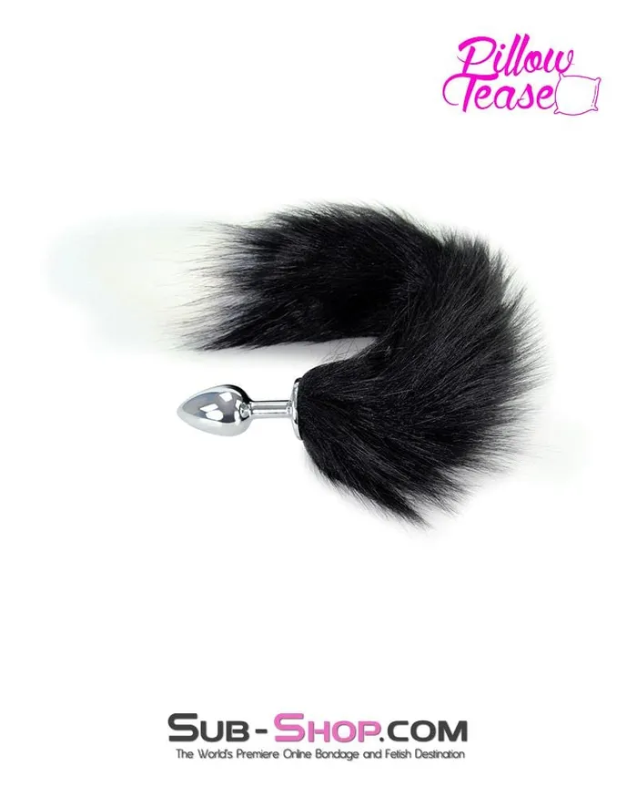 2699MQ Lil Kitty Mini Steel Butt Plug with Black and White Tail LAST CHANCE Final Closeout Idea Anal