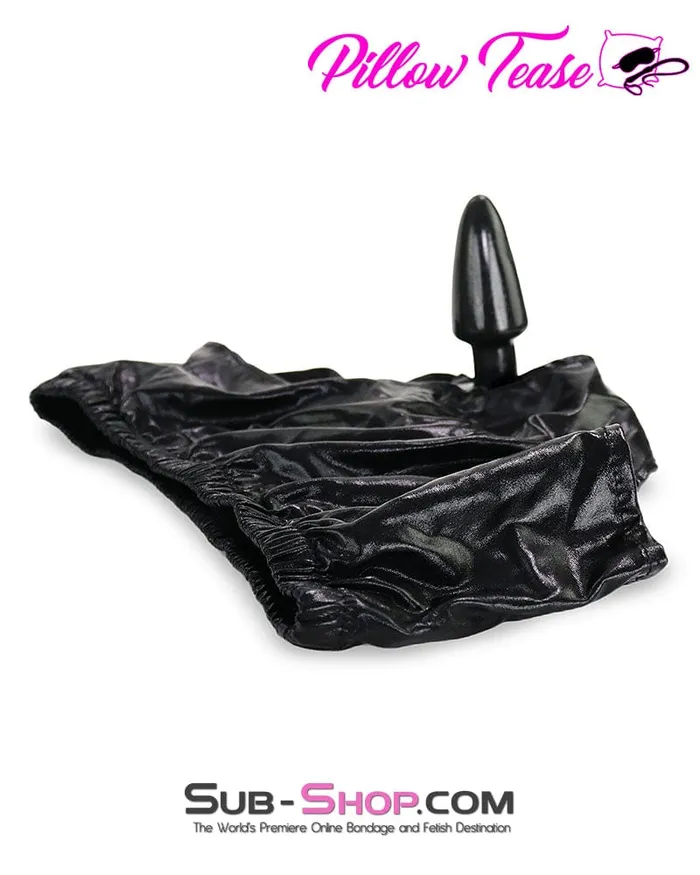 3499DL Spandex Butt Plug Pants with Large Black Anal Plug Idea Anal