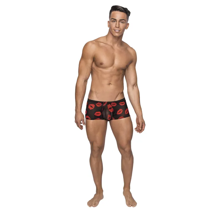 Anal Male Power Kiss Me Mini Short Medium Sheer Lips Black