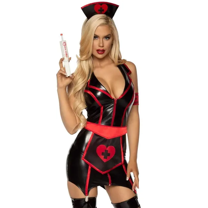 Anal Naughty Nurse Costume Small Blackred Leg Avenue
