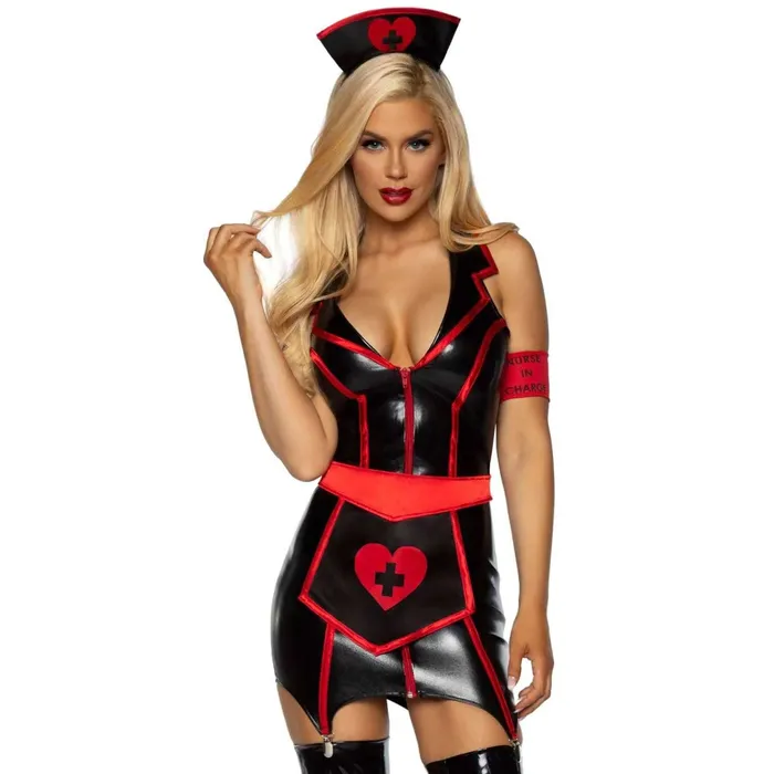 Anal Naughty Nurse Costume Small Blackred Leg Avenue