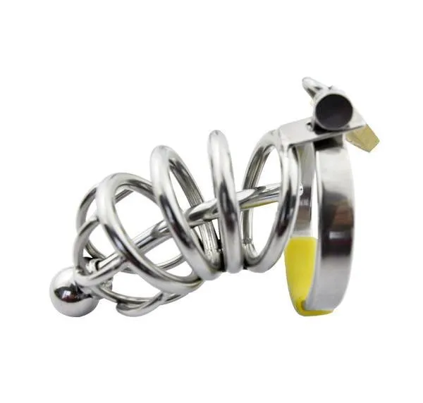 Aria Male Sex Toys 7857AR Secret Crush Small Steel Cock Chastity Cage with Removable Urethral Sound Catheter Plug