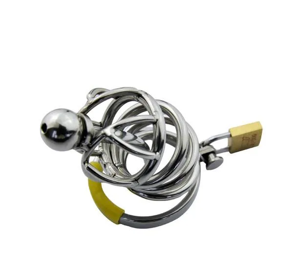 Aria Male Sex Toys 7857AR Secret Crush Small Steel Cock Chastity Cage with Removable Urethral Sound Catheter Plug