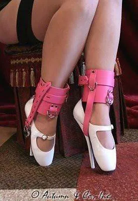Autumn Restraints 6793ASIS Enforced Sissy Femininity Hot Pink Locking Bondage Shoe Cuffs