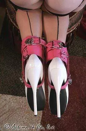 Autumn Restraints 6793ASIS Enforced Sissy Femininity Hot Pink Locking Bondage Shoe Cuffs