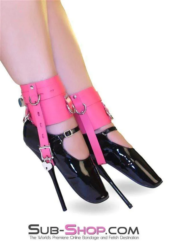 Autumn Restraints 6793ASIS Enforced Sissy Femininity Hot Pink Locking Bondage Shoe Cuffs