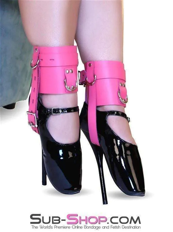 Autumn Restraints 6793ASIS Enforced Sissy Femininity Hot Pink Locking Bondage Shoe Cuffs
