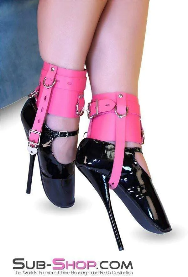 Autumn Restraints 6793ASIS Enforced Sissy Femininity Hot Pink Locking Bondage Shoe Cuffs