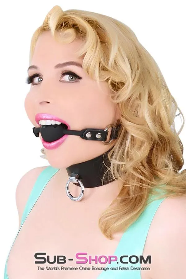 Autumn Restraints 7362A Silicone Premium Leather Strap Black Ball Gag