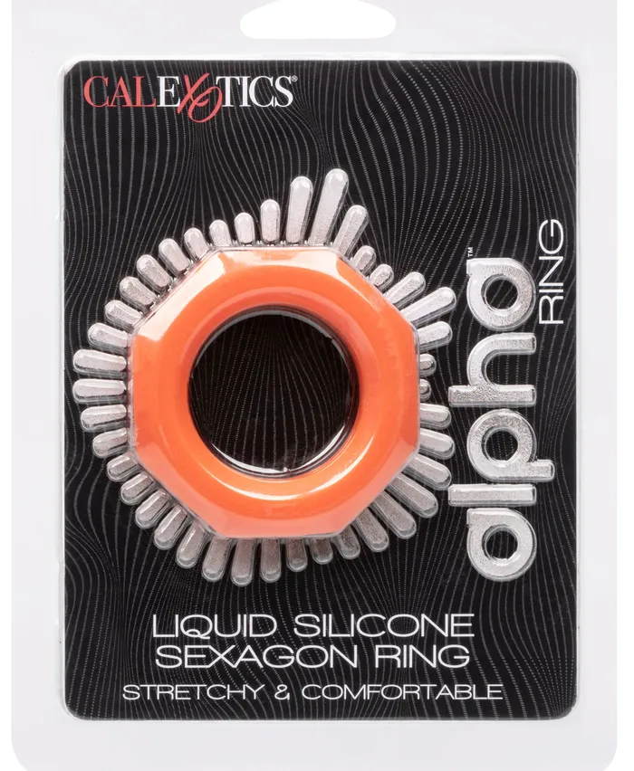 CalExotics Male Sex Toys Alpha Liquid Silicone Sexagon Ring Orange CalExotics Male Sex Toys Alpha Liquid Silicone Sexagon Ring Orange