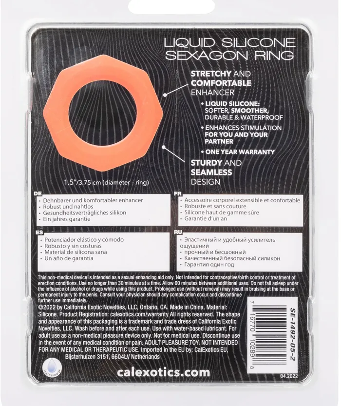CalExotics Male Sex Toys Alpha Liquid Silicone Sexagon Ring Orange CalExotics Male Sex Toys Alpha Liquid Silicone Sexagon Ring Orange