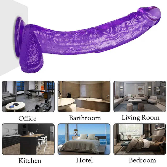 Dildos 12 inch crooked mouth purple jelly dildo