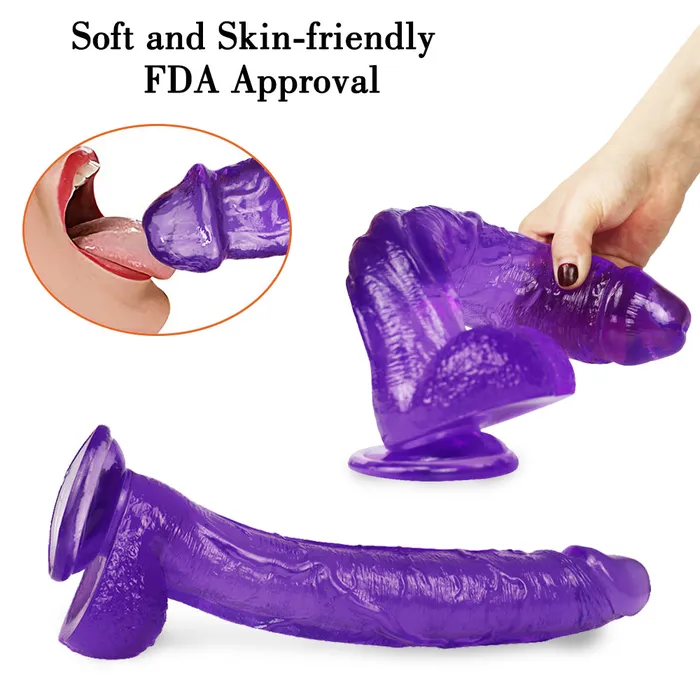 Dildos 12 inch crooked mouth purple jelly dildo