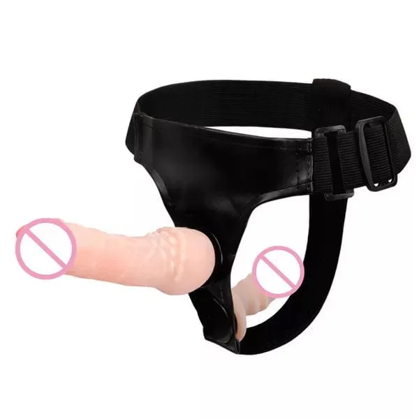 Female Sex Toys Idea 1350DL Double StrapOn Pegging Set with Long and Short Textured Dildos