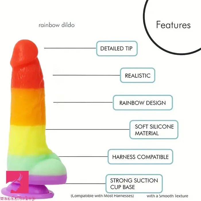 Female Sex Toys Weadultshop 689in Silicone Rainbow Soft Realistic Design Harness Pleasure Dildo