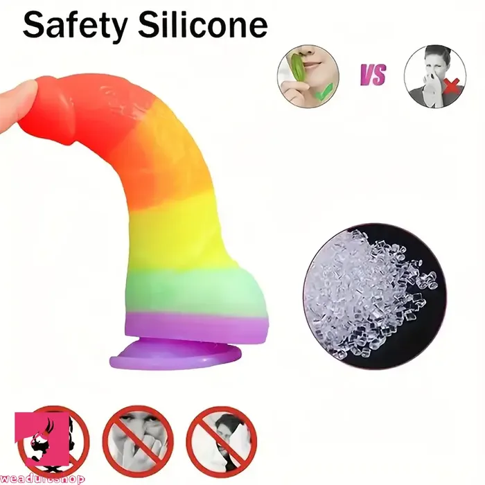 Female Sex Toys Weadultshop 689in Silicone Rainbow Soft Realistic Design Harness Pleasure Dildo