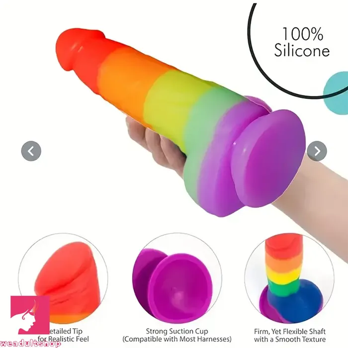 Female Sex Toys Weadultshop 689in Silicone Rainbow Soft Realistic Design Harness Pleasure Dildo
