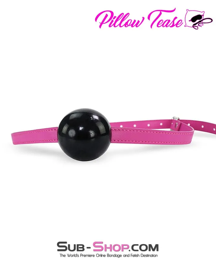 Idea Dildos 0578DL Large Black Rubber Ballgag on Hot Pink Strap