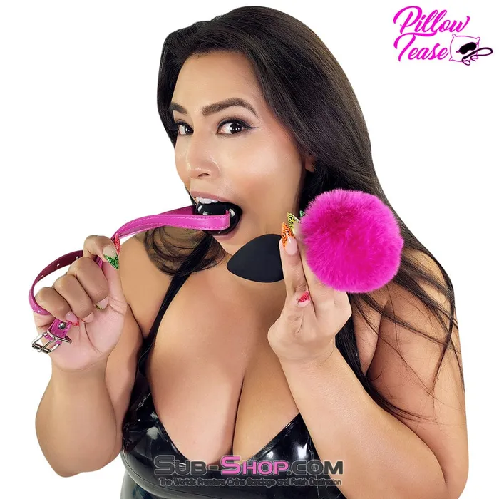 Idea Dildos 0578DL Large Black Rubber Ballgag on Hot Pink Strap