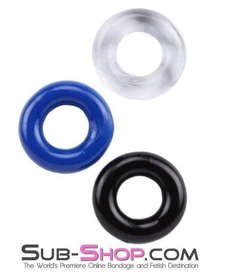 Male Sex Toys 2379AC Stay Hard Jelly Cock Ring Set of 3 MEGA Deal Moonwell