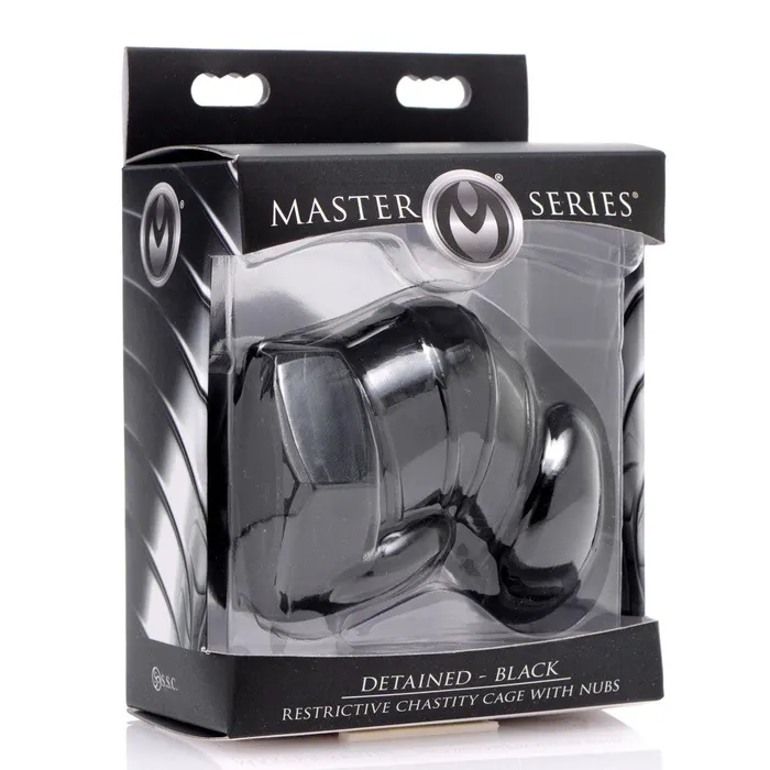 Male Sex Toys XR Brands Master Series Detained Black Restrictive Chastity Cage