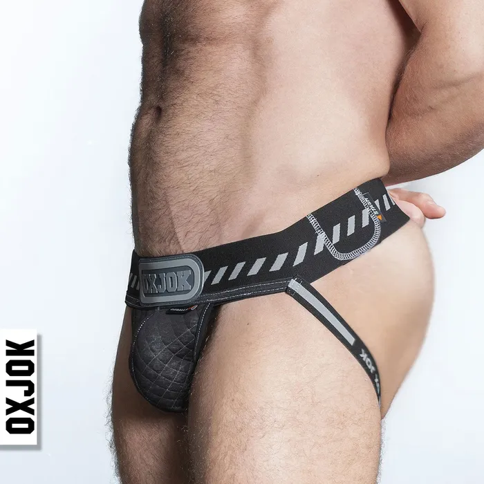 OXJok Anal Packer Industrial Quilted Cargo Strapjock Black Pull Small OXJok Anal Packer Industrial Quilted Cargo Strapjock Black Pull Small