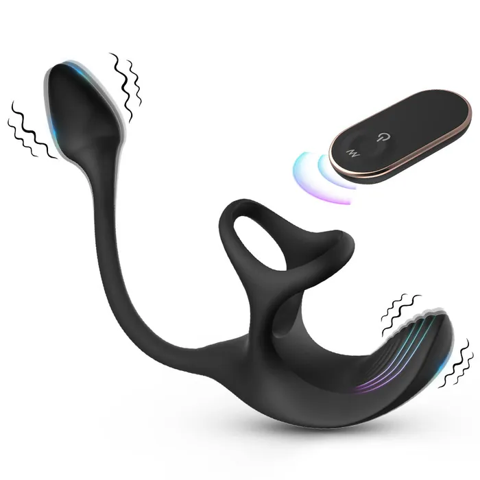 3 In 1 Spherical Vibrating Anal Plug Testicles Stimulator With cock Ring Lurevibe Male Sex Toys
