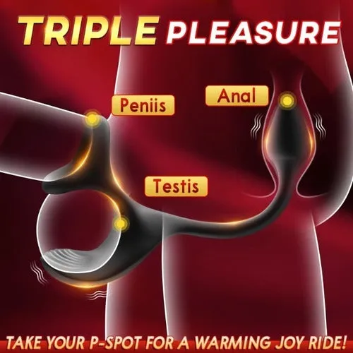 3 In 1 Spherical Vibrating Anal Plug Testicles Stimulator With cock Ring Lurevibe Male Sex Toys