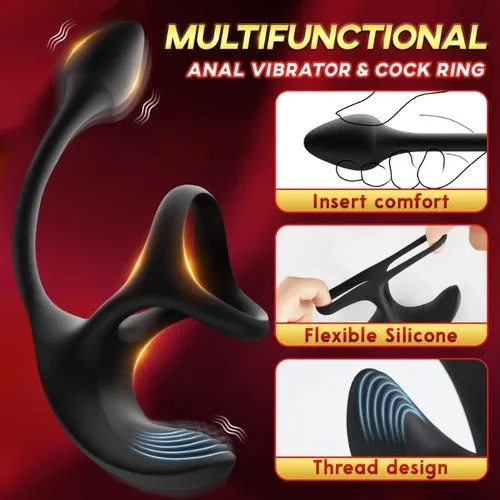 3 In 1 Spherical Vibrating Anal Plug Testicles Stimulator With cock Ring Lurevibe Male Sex Toys