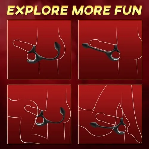 3 In 1 Spherical Vibrating Anal Plug Testicles Stimulator With cock Ring Lurevibe Male Sex Toys