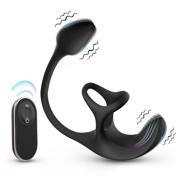 3 In 1 Spherical Vibrating Anal Plug Testicles Stimulator With cock Ring Lurevibe Male Sex Toys