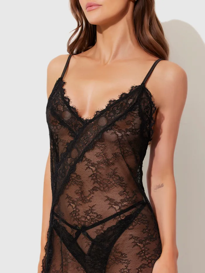 Fredericks Of Hollywood Couples Luella Lace Wrap Maxi Gown