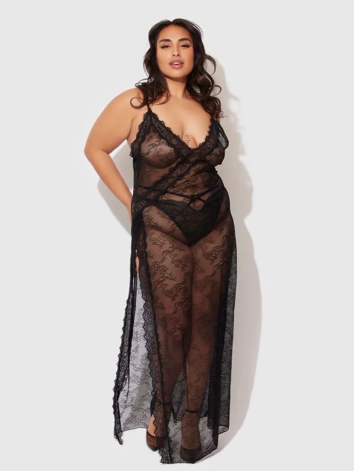 Fredericks Of Hollywood Couples Luella Lace Wrap Maxi Gown