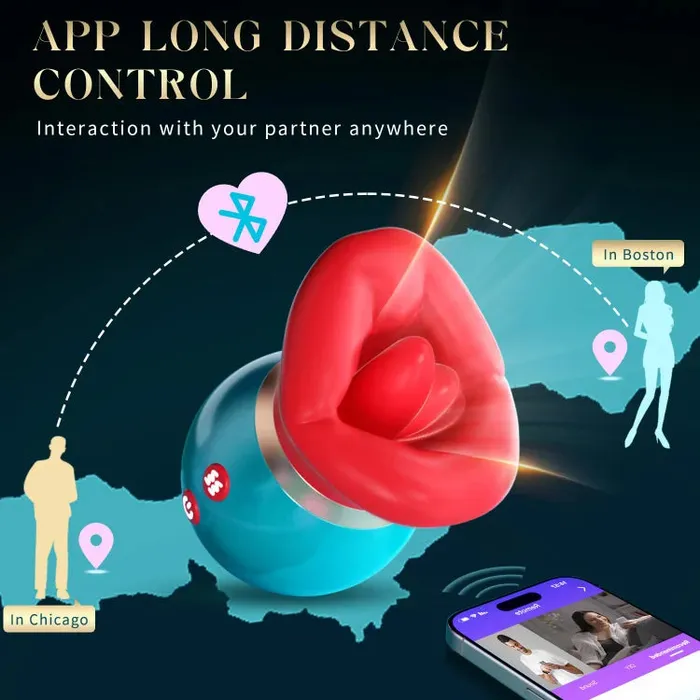 Lurevibe Female Sex Toys Lurevibe 3 in 1 App Remote Control Big Mouth Vibrator With 360 Tongue Licking Sucking Vibrating